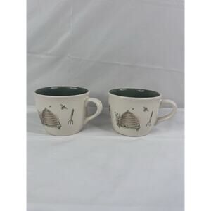 Pfaltzgraff Naturewood Mugs Soup Coffee Gardening Cottage Cabin Set Of 2